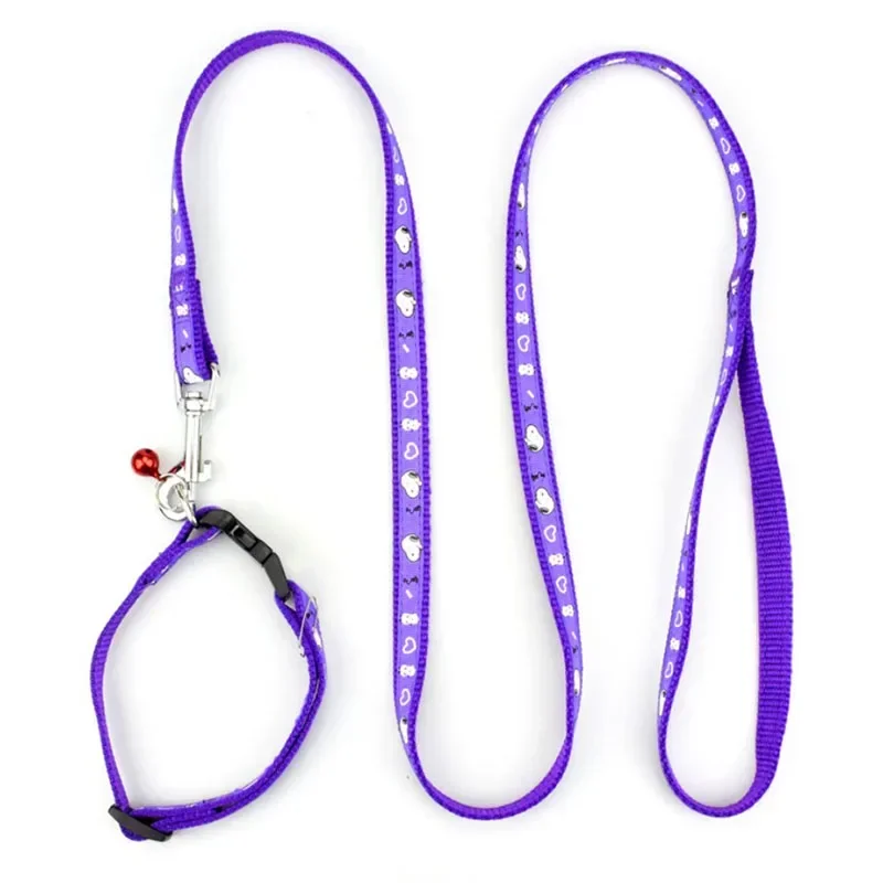 Super Cheap Pet Dog Collar Leash Set Width 1.0cm Collar for Small Medium Dogs Cats Cute Collar with Bell Dogs Lead Rope