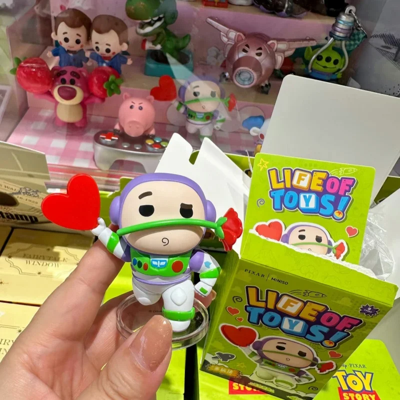 

Miniso Pixar Toy Story Life Of Toys Series Blind Box Mystery Box Buzz Alien Benson Anime Action Figure Toy Ornament Kids Gift