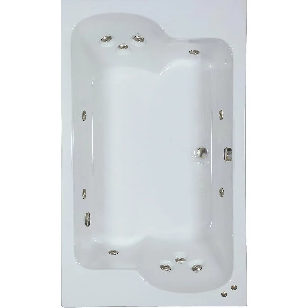 

White Drop-In Whirlpool Bathtub (72 in. x 43 in.)