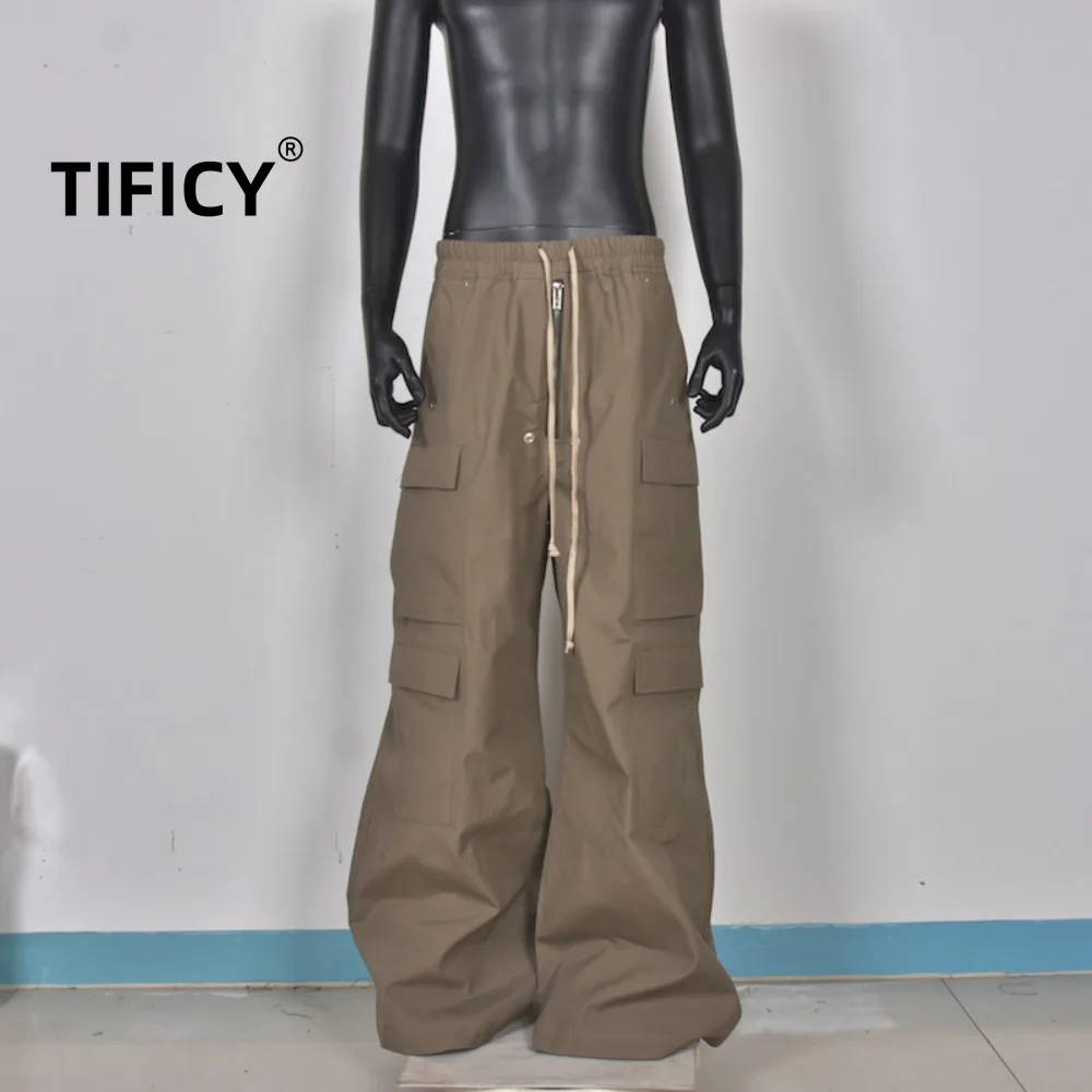 

High Street Dark Ro Wide Leg Casual Pant Men Dark Japanese Style Multi Pocket Cargo Pants Slim Camouflage