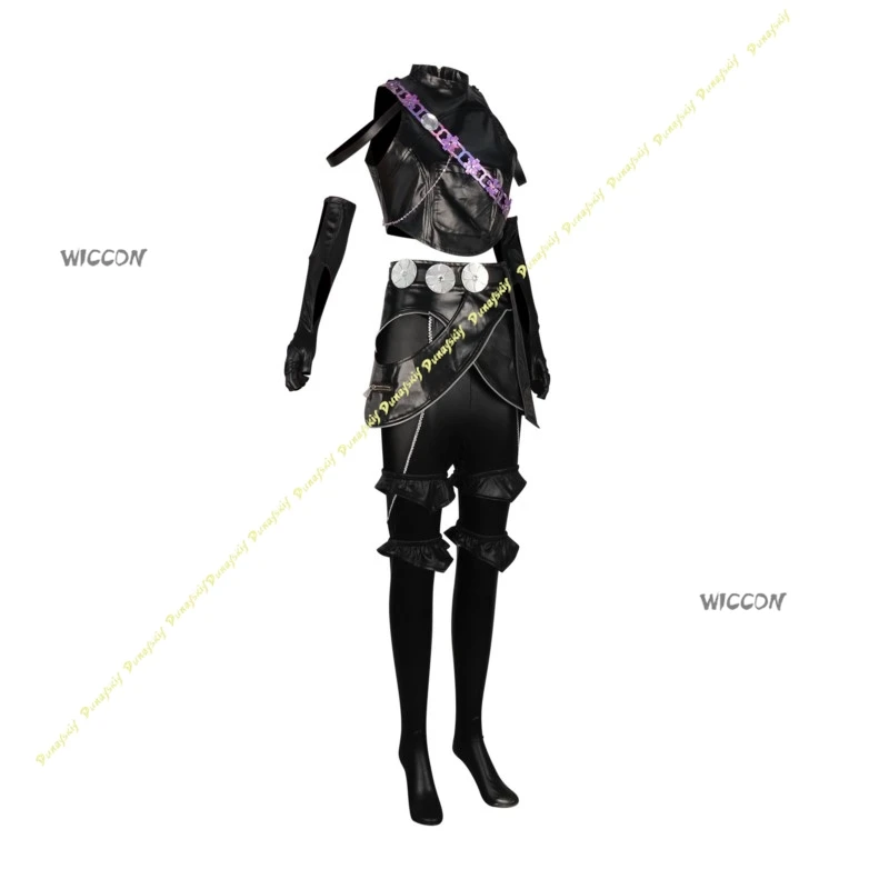 Costumi Cosplay Anime KPop Demon Hunters Suit Zoey Parrucca nera Prestazioni in pelle Abiti da palcoscenico Pantaloni da festa Natale Halloween