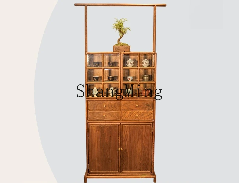CL  solid wood modern Chinese simple tea room balcony cabinet rack storage cabinet