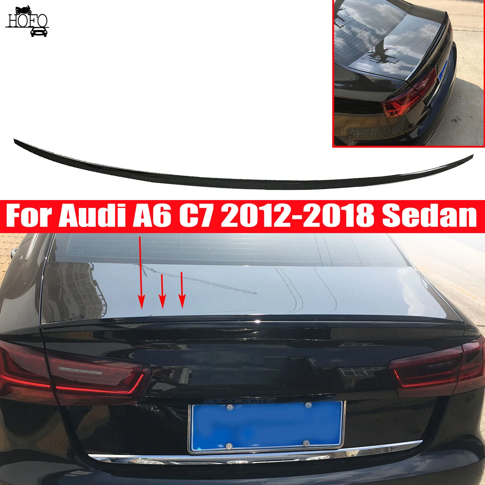 

Rear Trunk Spoiler For Audi A6 C7 2012 2013 2014 2015 2016 2017 2018 Sedan Spoiler Lip Car Rear Roof Spoiler Splitter Wing