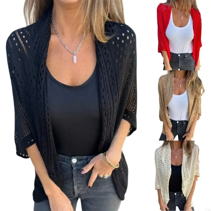 

72XE Lightweight Mesh Cardigan Comfortable Knitted Pullover Stylish Everyday Wear