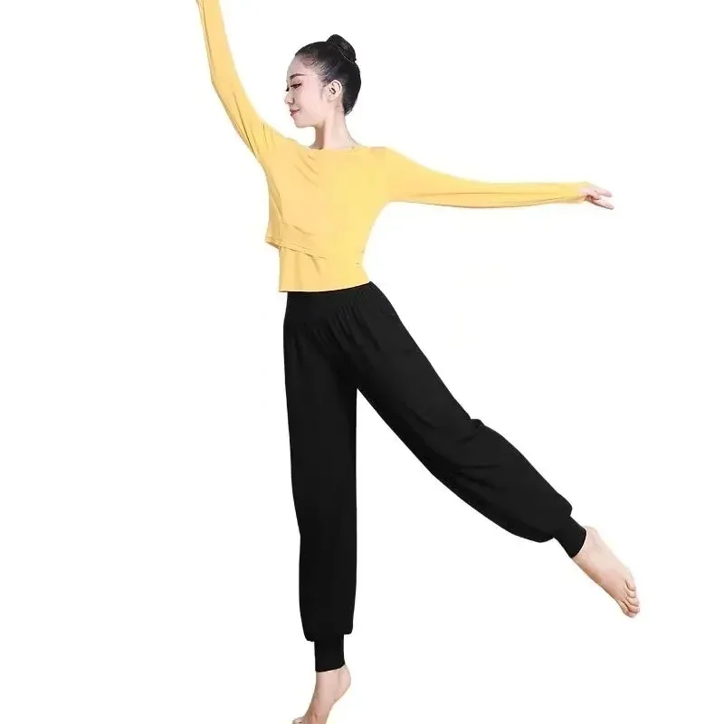 Robe d'entraînement modal pour femme, pantalon de danse latine, vêtements de performance, costume de salle de Rh, pratique du yoga, fjFor