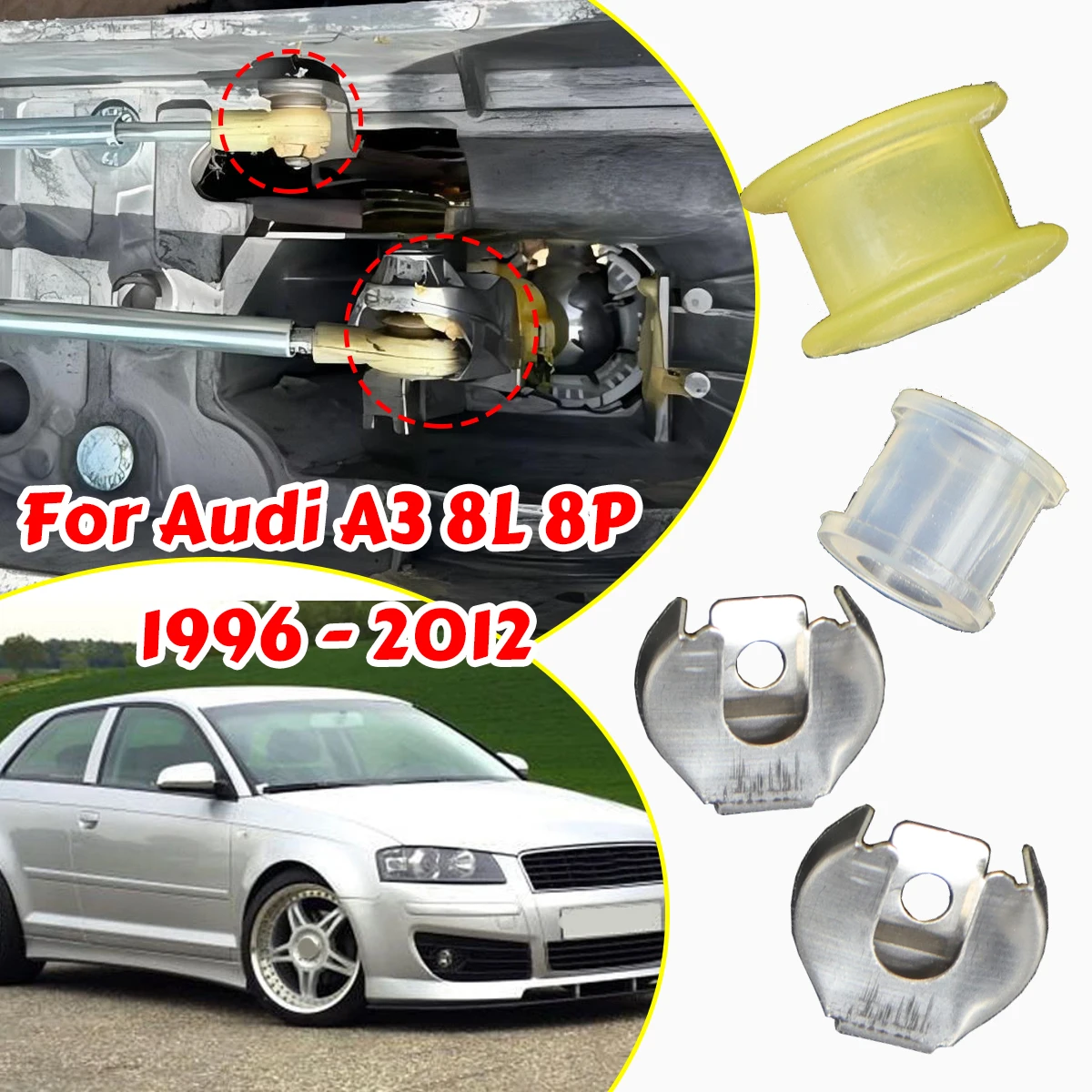 

4pcs for Audi A3 8L 8P 1996-2012 Manual Trans Gearshift Cable Control Bushing Lock Washer End Rod Repair Kit Spare Parts Lever