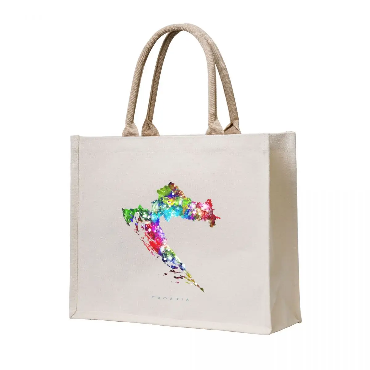 

Croatia Map Watercolor Painting Tote Bag Portable shopping bag Fabric bag Women's tote handbag