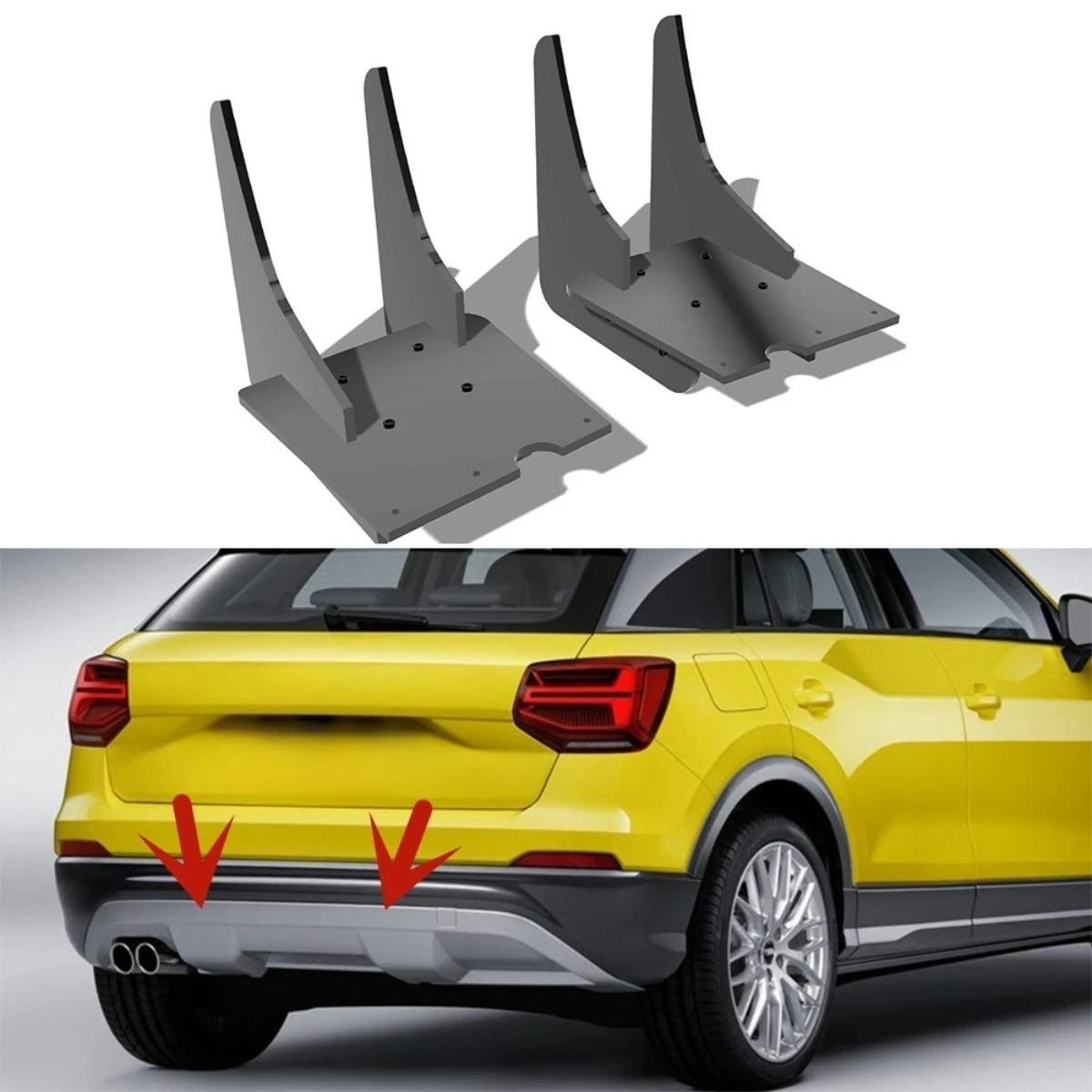 

For Audi Q2 2016-2018 Car Rear Bumper Spoiler Lip Diffuser Modification Part Bumper Guard Protector Cover Car Accessories