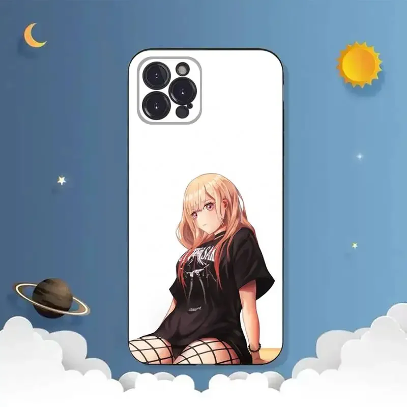 Kitagawa Marin Cute Anime Girl Phone Case For iPhone 11 12 Mini 13 14 15 PRO XS MAX X XR 6 7 8 Plus Black Shell