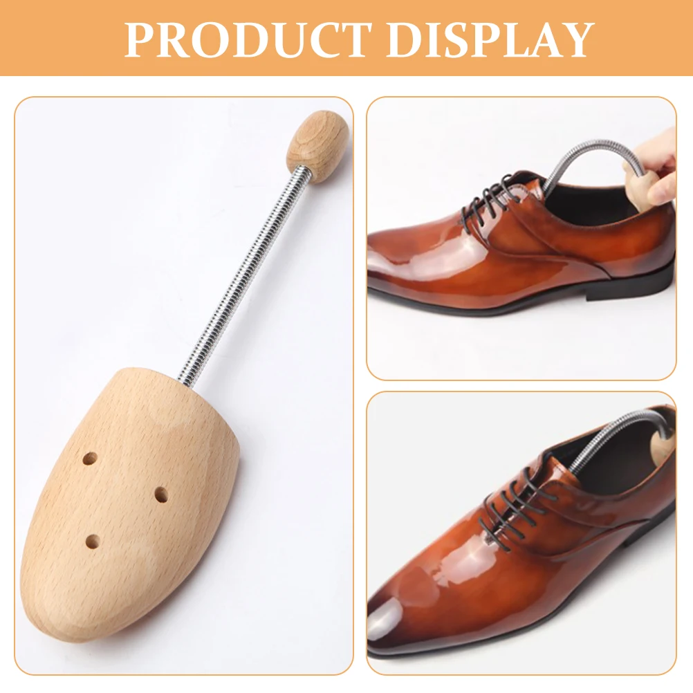 1Pair Beech Wooden Shoe Stretcher Adjustable Spring Design for Various Shoes Sizes Men Women Comfortable Shaping Tool