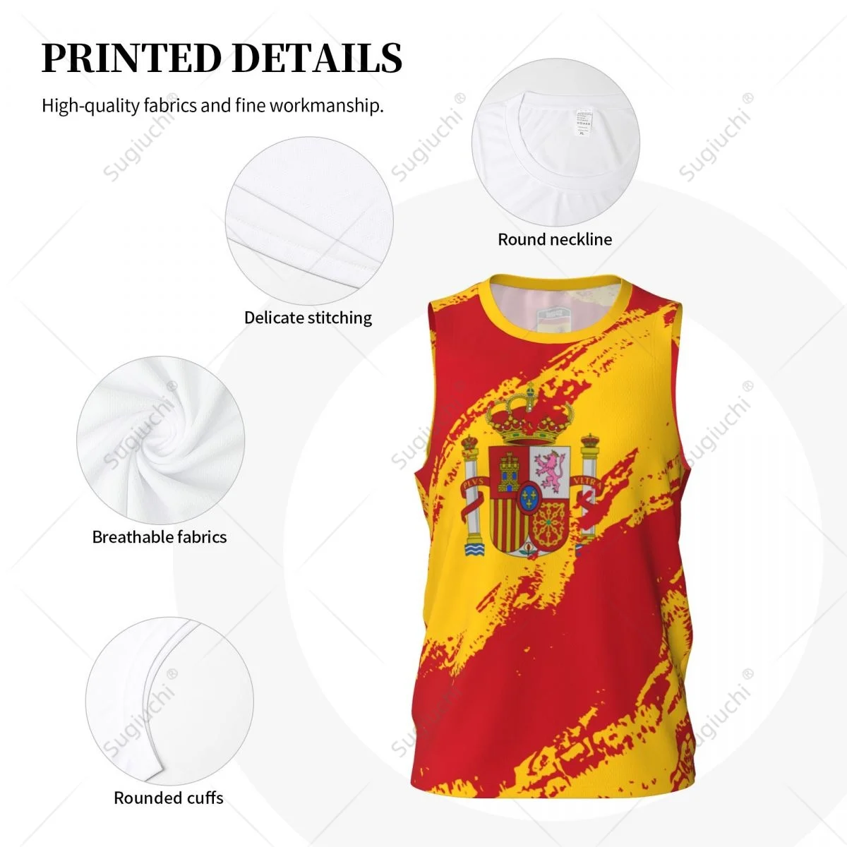 Men Basketball Sports Spain Flag Running Fitness Multifunction Jersey Sleeveless shirt Custom Name Nunber Exclusive