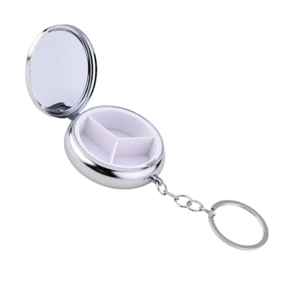 

Pill Case Keychain for Women Men Portable 3 Compartment Pill Key Chain for Patient Daughter Son Compact Travel Medicine Pills O