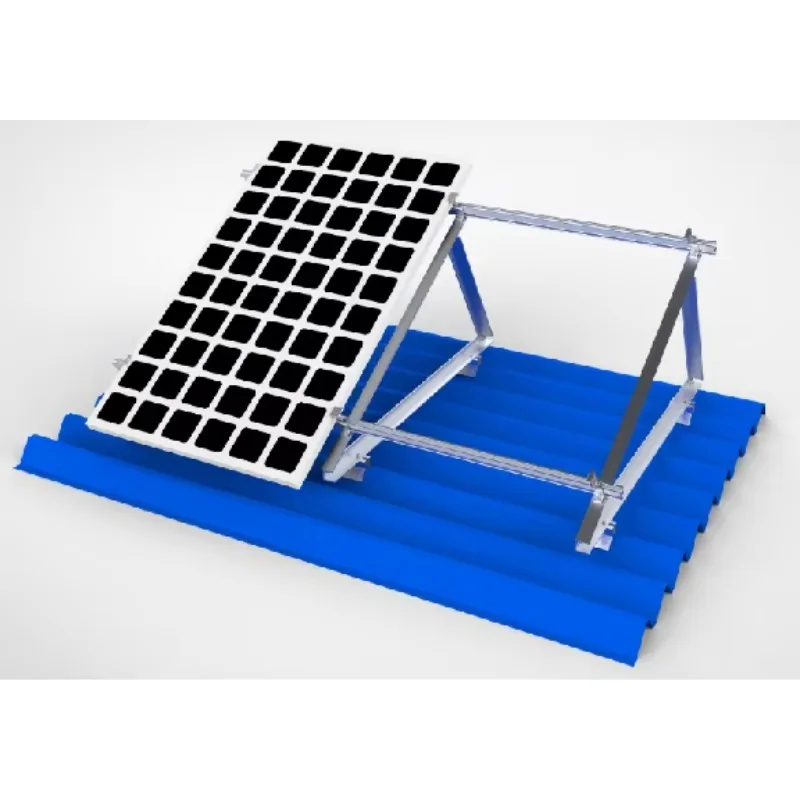 Solar PV Module Support Ballasted Flat Roof Install Photovoltaic Brackets on the Ground With Ballasted Tray Concrete Pier Block - Detail 1