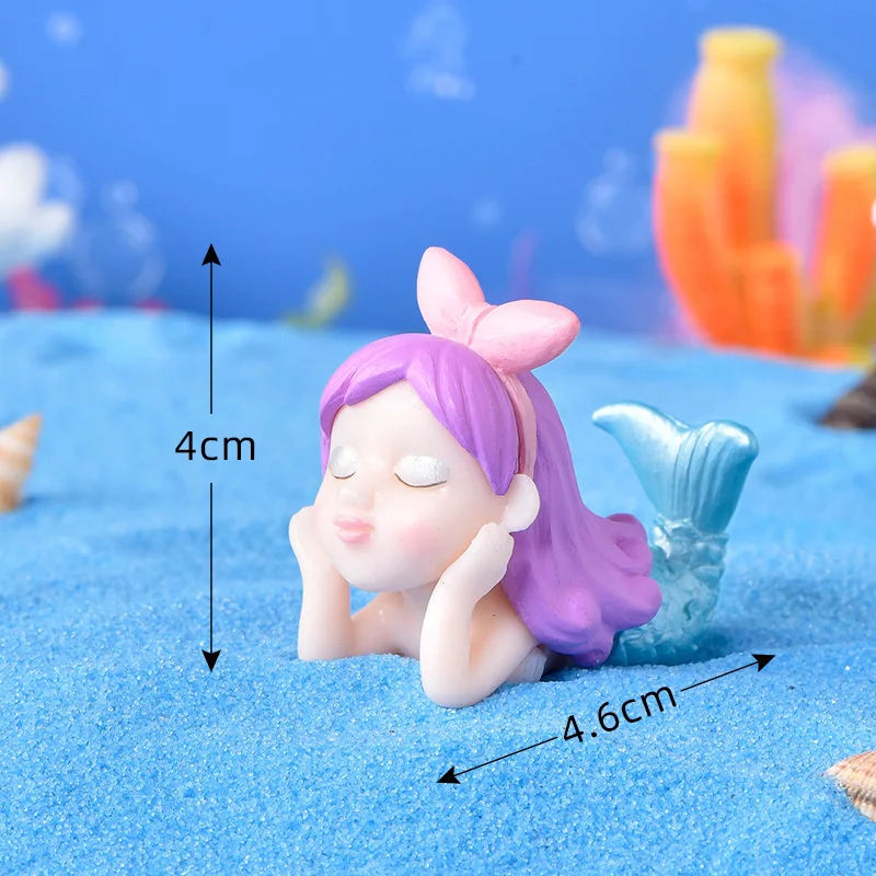 Cute Mermaid Figurines Beach Ocean Ornaments Garden Landscape Miniature Figurines DIY Micro Tail Sailing Lighthouse Home Decor