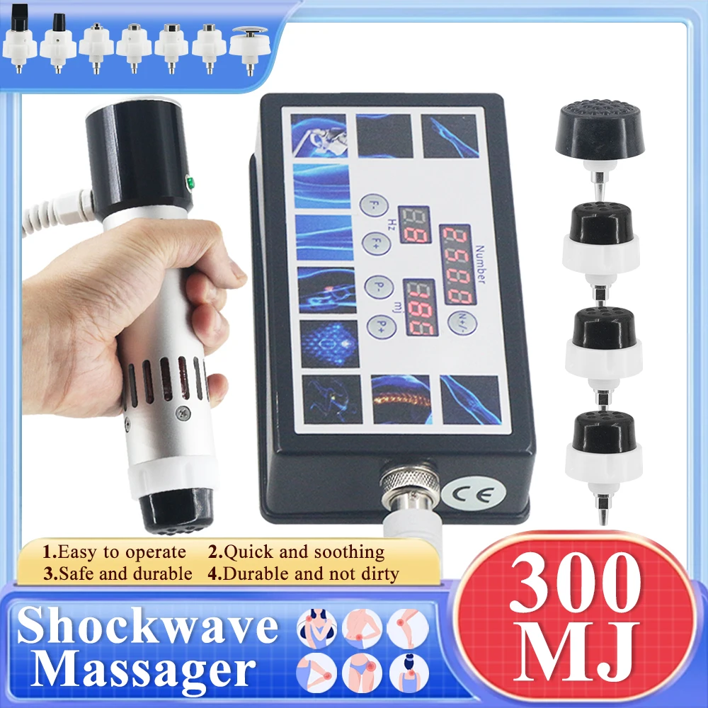 

2025 Newest Professional Physiotherapy Shockwave 300MJ For Treatment ED Treatment and Relief of Low Back Pain Shockwave Massager