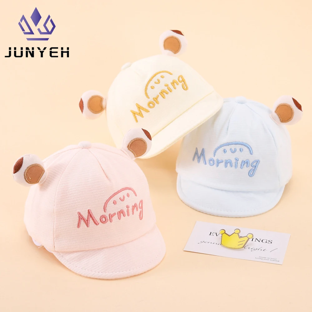 Cotton Spring Baby Hats Embroidered Morning Baby Peaked Cap Cute Sun Protection Hats For Boys Girls Kids 0-6 Months