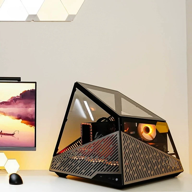 811 new pyramid supports 5090 graphics card size ATX double water-cooled figure transparent four-sided glass
