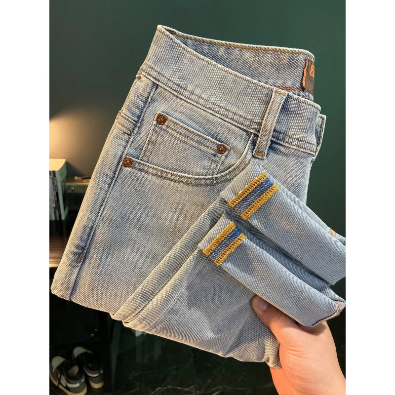 2025年夏新作 メンズ デニム クロップドパンツ 多機能 カジュアル シンプル 高級感 おしゃれ スリムフィット