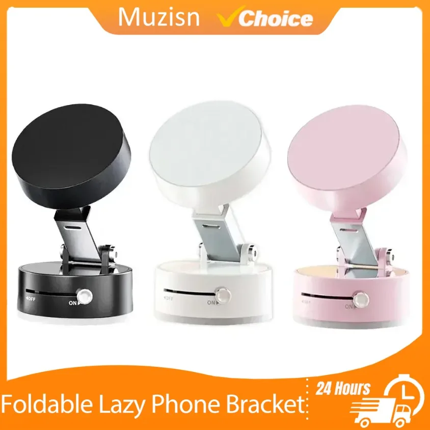 Ajustável mini vácuo dupla face ventosa magnética gps suporte dobrável preguiçoso suporte do telefone para iphone 16 15 14 13 smartphone