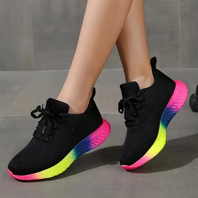 

New Women Mesh Ventilation Rainbow Sole Sneakers Size 43 Female Platform Sports Shoes Woman Non-Slip Tennis Shoes Zapatos Mujer