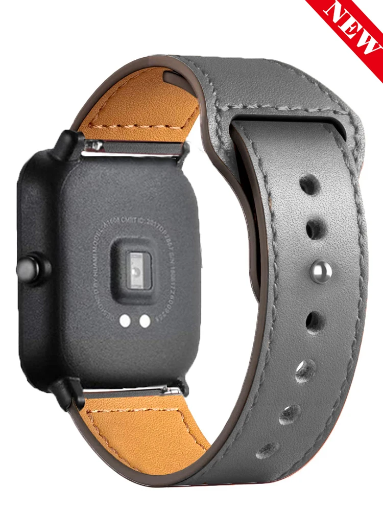 22mm Leather band For Amazfit GTS 4/3/2/2e/GTS2 Mini/GTR 4/3 Pro/2/2e/stratos 3 20mm Watch strap Bracelet Amazfit bip-U-S-lite