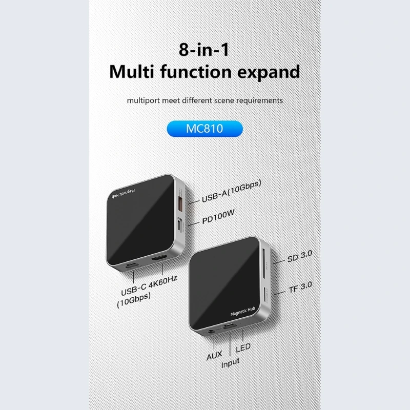 A9LC MANGINAM MAGNECTION TYPE C ADAPTER USB3.2 10GBPS Quick Charging Station يعزز الخبرة السمعية منفذًا اختياريًا