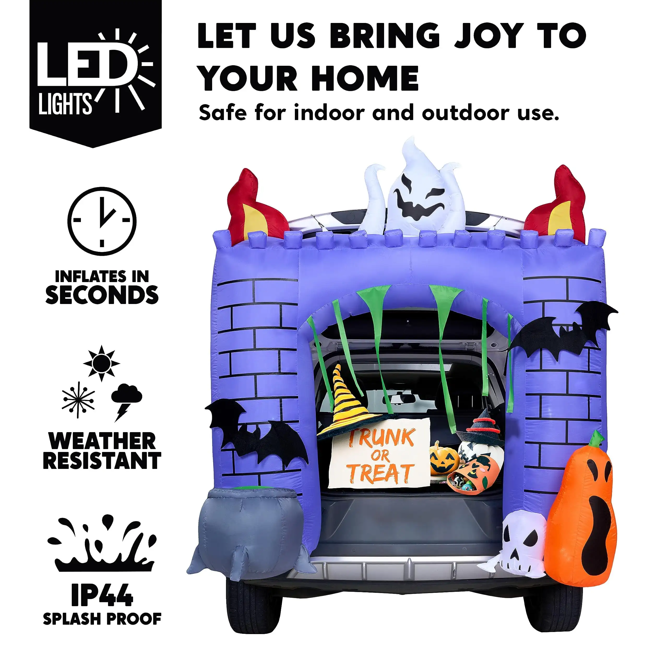 Joyfy 6 pés halloween inflável castelo assombrado decoração tronco deleite decorações do carro kit fantasma e abóbora para festa de halloween