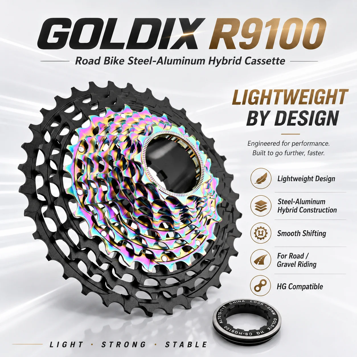 Image of GOLDIX R9100 HG Ultraleichte Rennradkassette 11/12-Gang 11-28T bis 11-36T CNC Leichtgewicht-Freilauf für Renn- und Gravel-Bikes