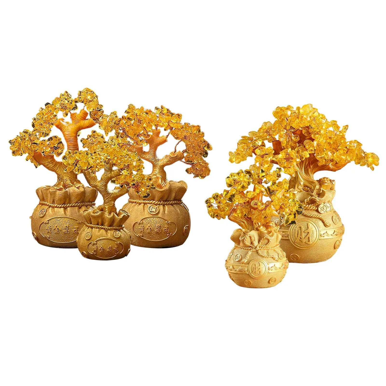 Feng Shui Bonsai Tree Ornament Tabletop Decoration with Base for Home Office