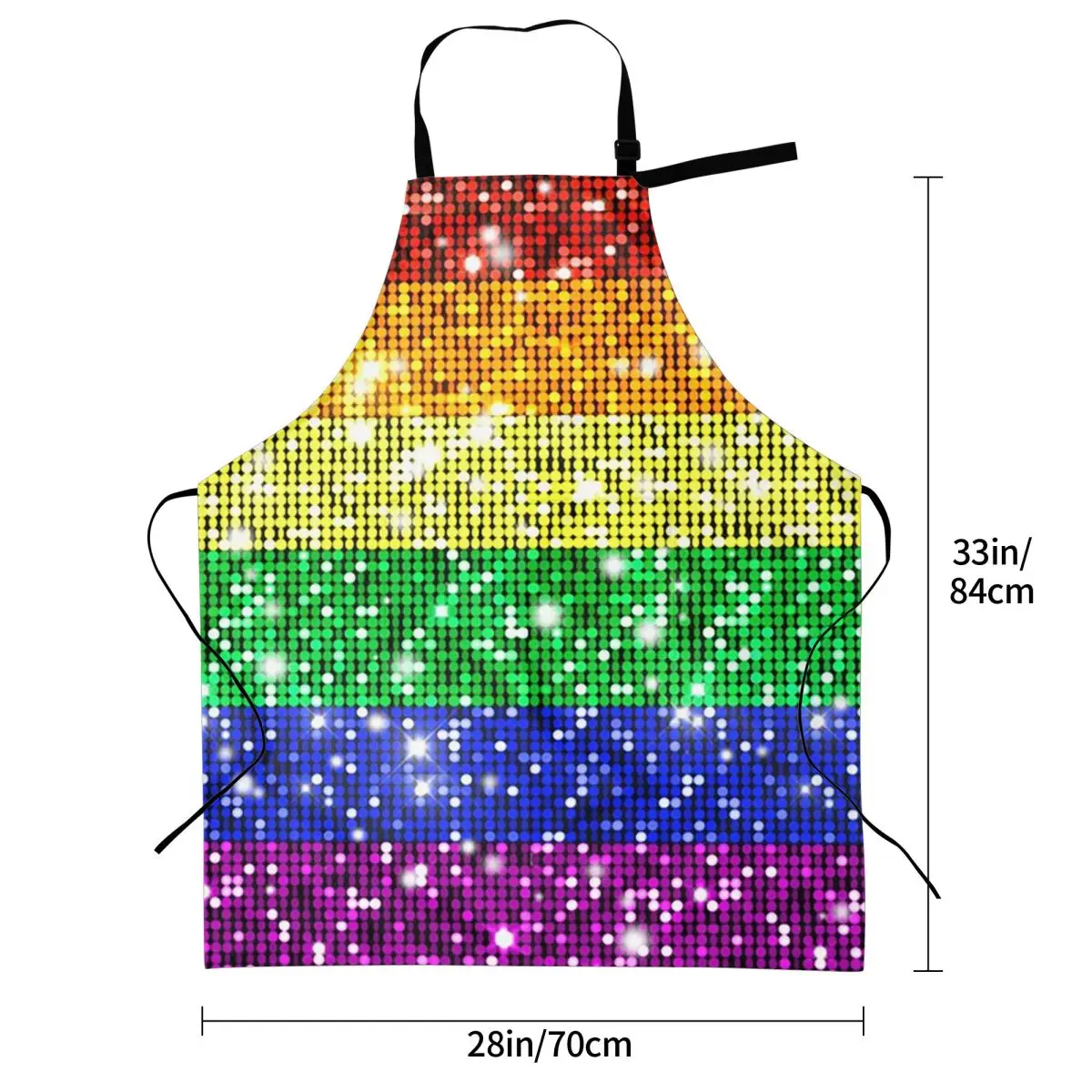 فو بريق قوس قزح فخر العلم LGBT مثلي الجنس مثليه مآزر الشيف الطبخ المطبخ Tablier أكمام مريلة تنظيف المطبخ بينافور #3