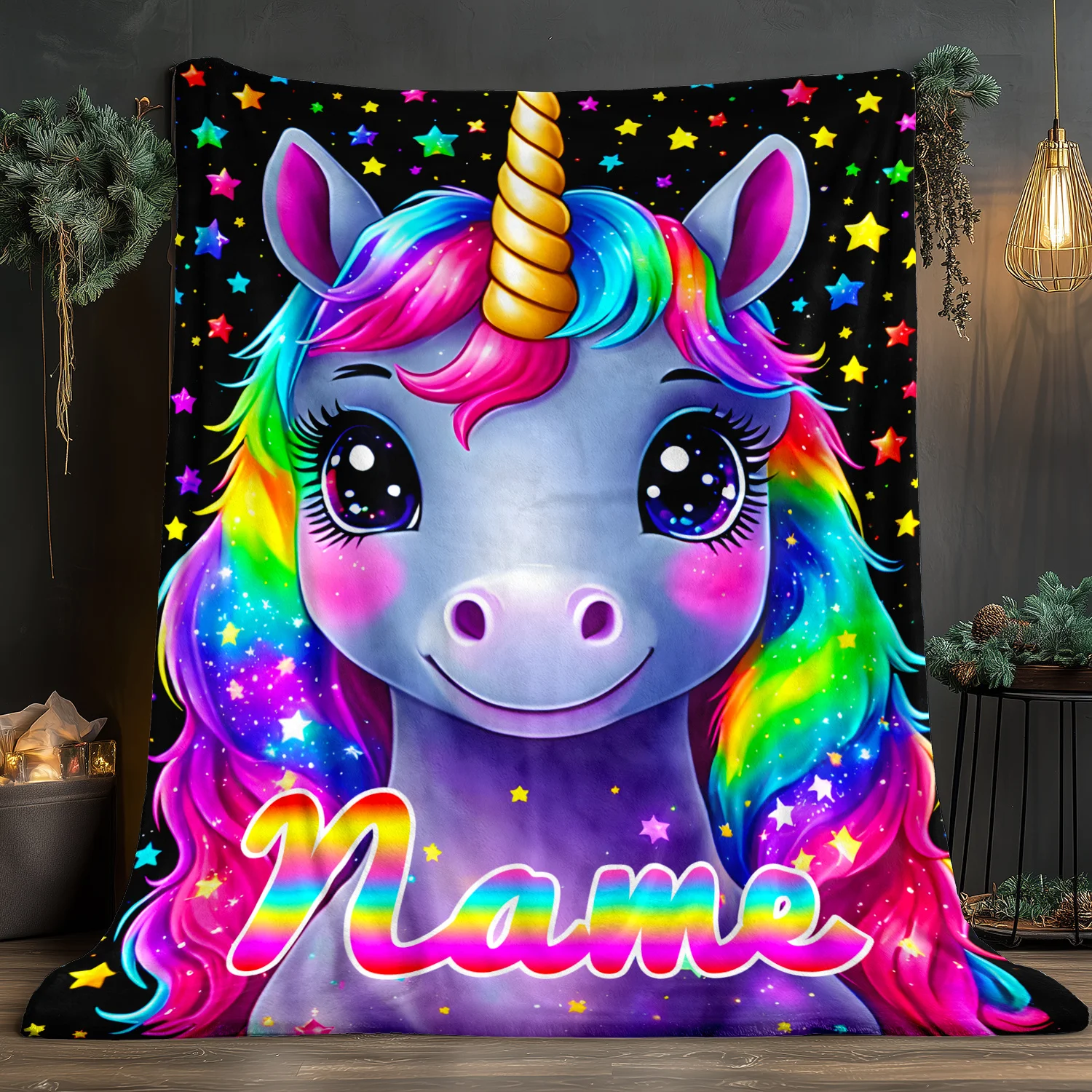 Customized animal family flannel blanket, soft and warm, personalized with your name, perfect for sofa beds, office camping