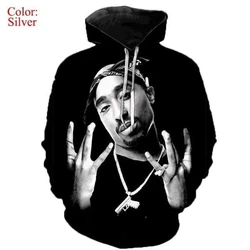 Sudadera con capucha para hombre y mujer, suéter con estampado 3d de rapero, cantante de Rock, Tupac, de gran tamaño, estilo Harajuku