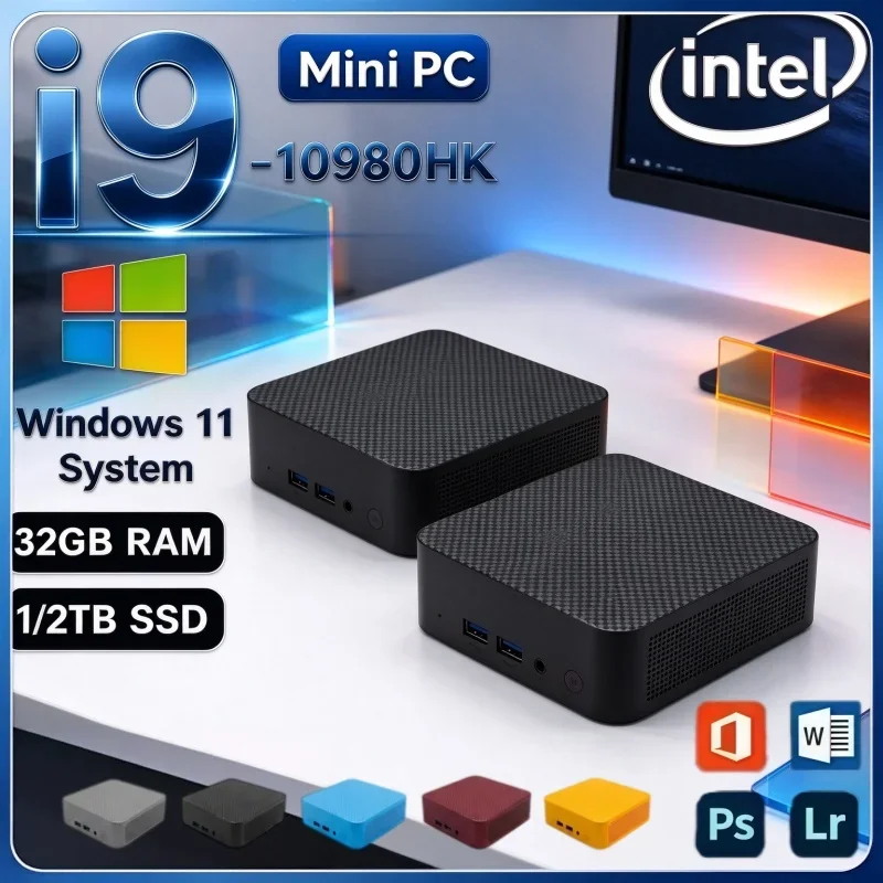 2026년형 휴대용 미니 데스크톱 컴퓨터, 인텔 i9-10980HK 프로세서, 16GB RAM, 2TB SSD, 윈도우 11, Wi-Fi 6, 블루투스 5.2. 학습, 가정, 사무용으로 적합.