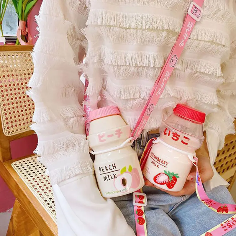 480ml Plastic Water Bottle Drinking Bottle Shape Cute Kawaii Milk Shaker Bottle