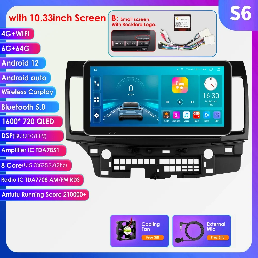 Hizpo Auto Intelligent Systemen Carplay Android Autoradio voor Mitsubishi Lancer 2007-2012 Multimedia Video Speler WIFI 8Core 6115
