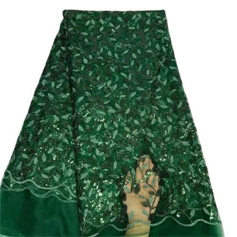 

Green African Lace Fabric 5 Yards High Quality Nigerian Tulle Lace Swiss Voile Lace In Switzerland For Women Party Dress Sewing
