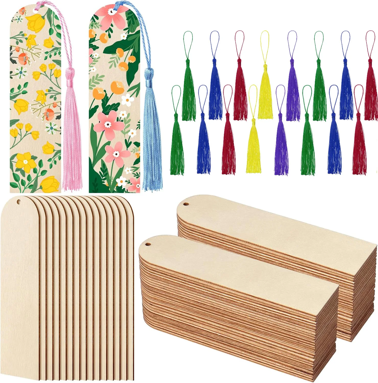 10/20/40/100 قطعة الإشارات المرجعية الخشبية الفارغة مع شرابات مجموعة DIY بها بنفسك الإشارات المرجعية الحرفية الخشبية علامة مربعة حفل زفاف عيد ميلاد ديكور #1