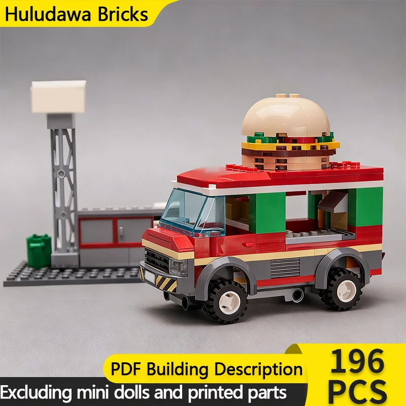 

Модель City Street View MOC, строительные кирпичи, гамбургер, еда, фургон, модульная технология, детские праздничные подарки, сборные игрушки, костюм