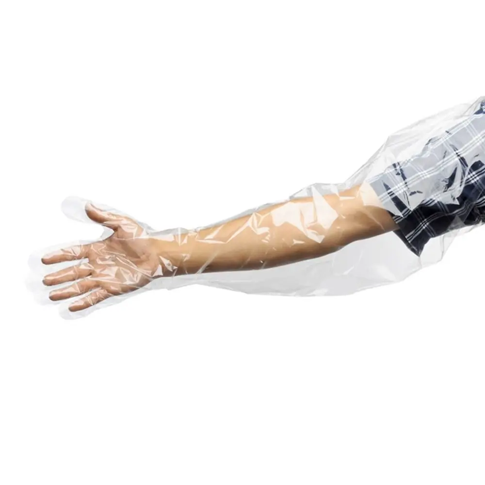 

50 шт., мягкие пластиковые одноразовые ветеринарные перчатки, прозрачные ветеринарные перчатки с длинными рукавами, одноразовые фермерские перчатки, акушерство