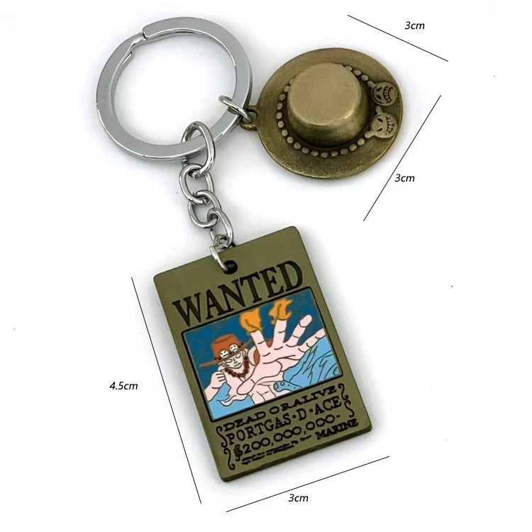 One Piece Luffy Roronoa Zoro Ace Secondary Creative Cartoon Wanted Keychain Personality Alloy Backpack Decorative Pendant Gift - view 4