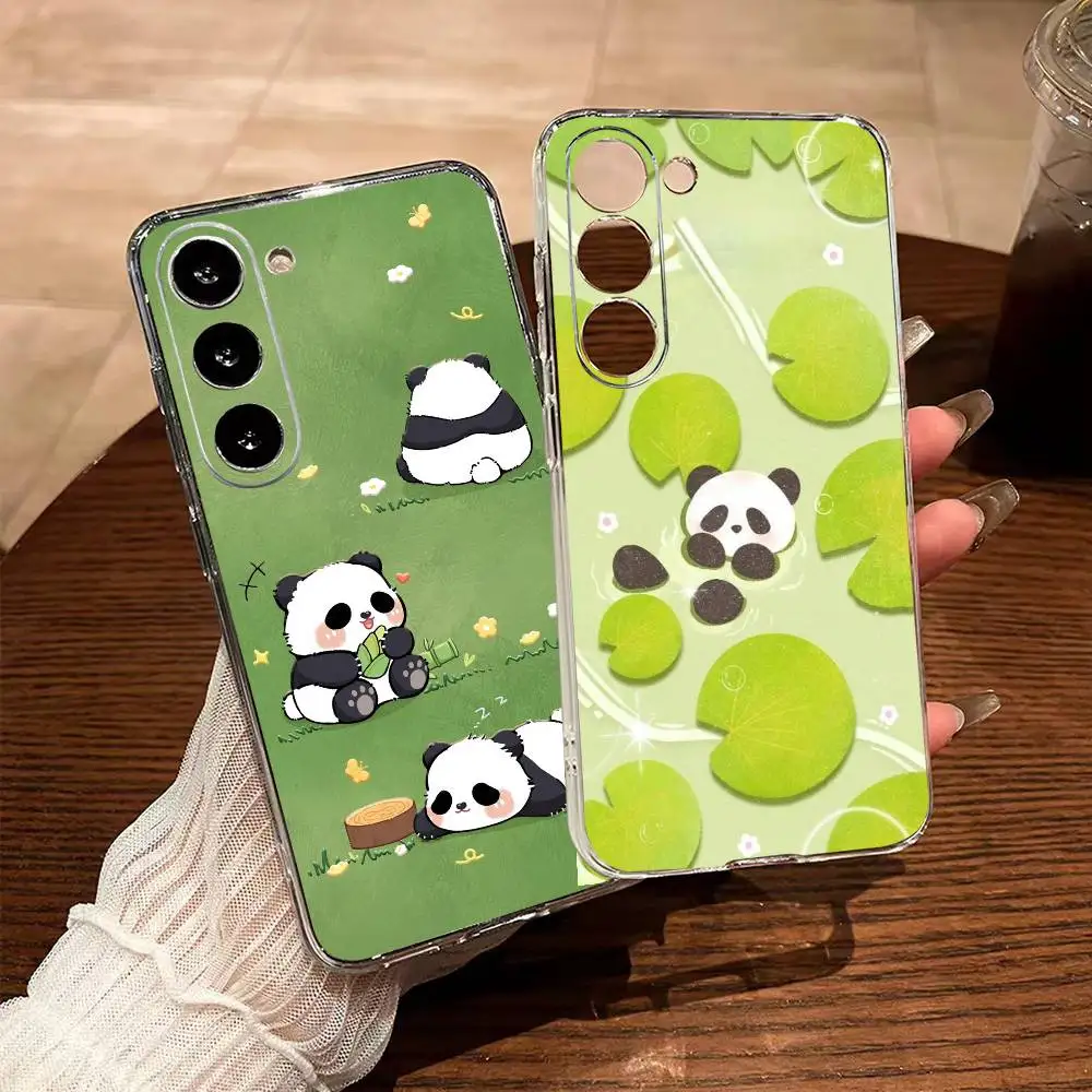 Cute panda pattern   Clear Soft Silicone Phone Case for Samsung Galaxy A71 A70 A52 A51 A40 A30