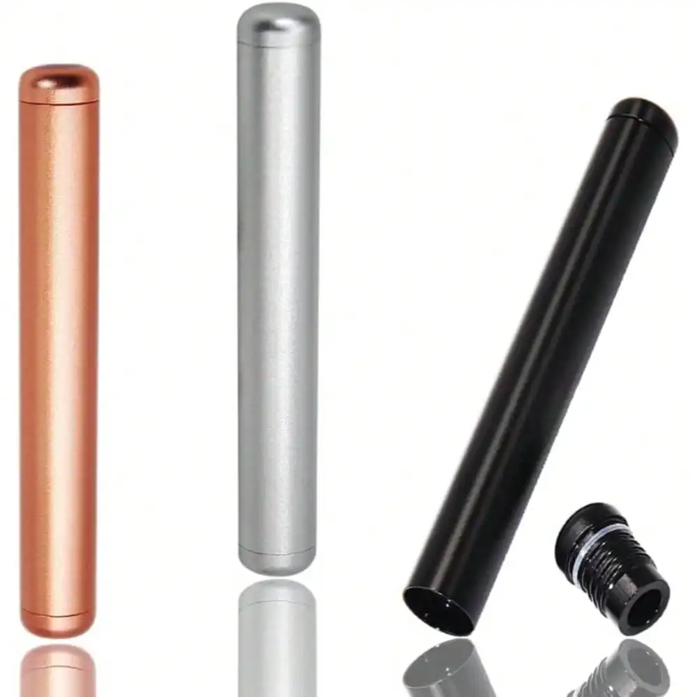 

3 шт. Премиум портативный герметичный контейнер для металлических трубок (золото + серебро + черный), компактный и легкий, прочный, аксессуары для курения