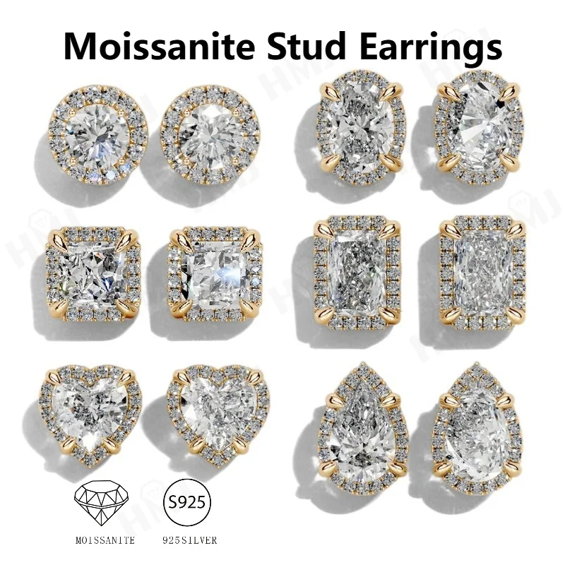 Moissanit-Ohrstecker in Herzform, Farbe D, 925er Sterlingsilber, 18 Karat vergoldet, Hochzeitsgeschenk, Geburtstagsgeschenk, Schmuck für Damen, Charms – Detail 3
