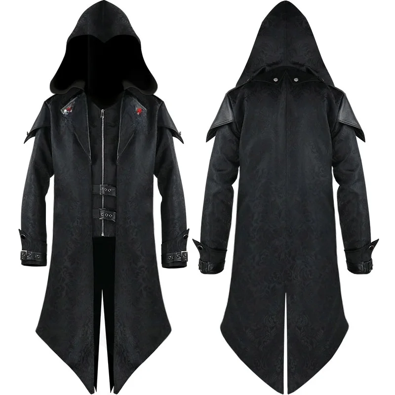 

Medieval Gothic Sle Tailored Coat loween Men's Costume Polyester Fiber Long Sve Outerwear Commute Season Regular Thic...
