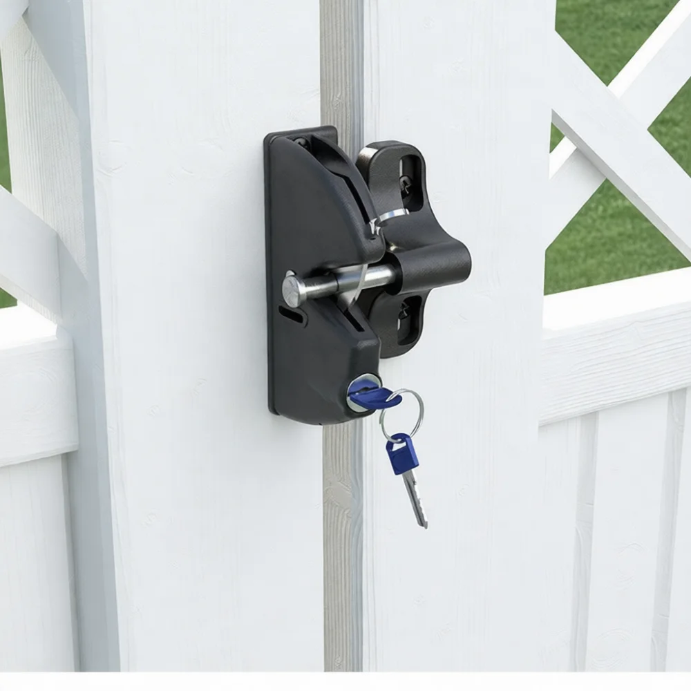 Outdoor Fence Gate Latch With Keyed Lock Double Sided Self Locking Mechanism Professional Hardware For Yard Entry