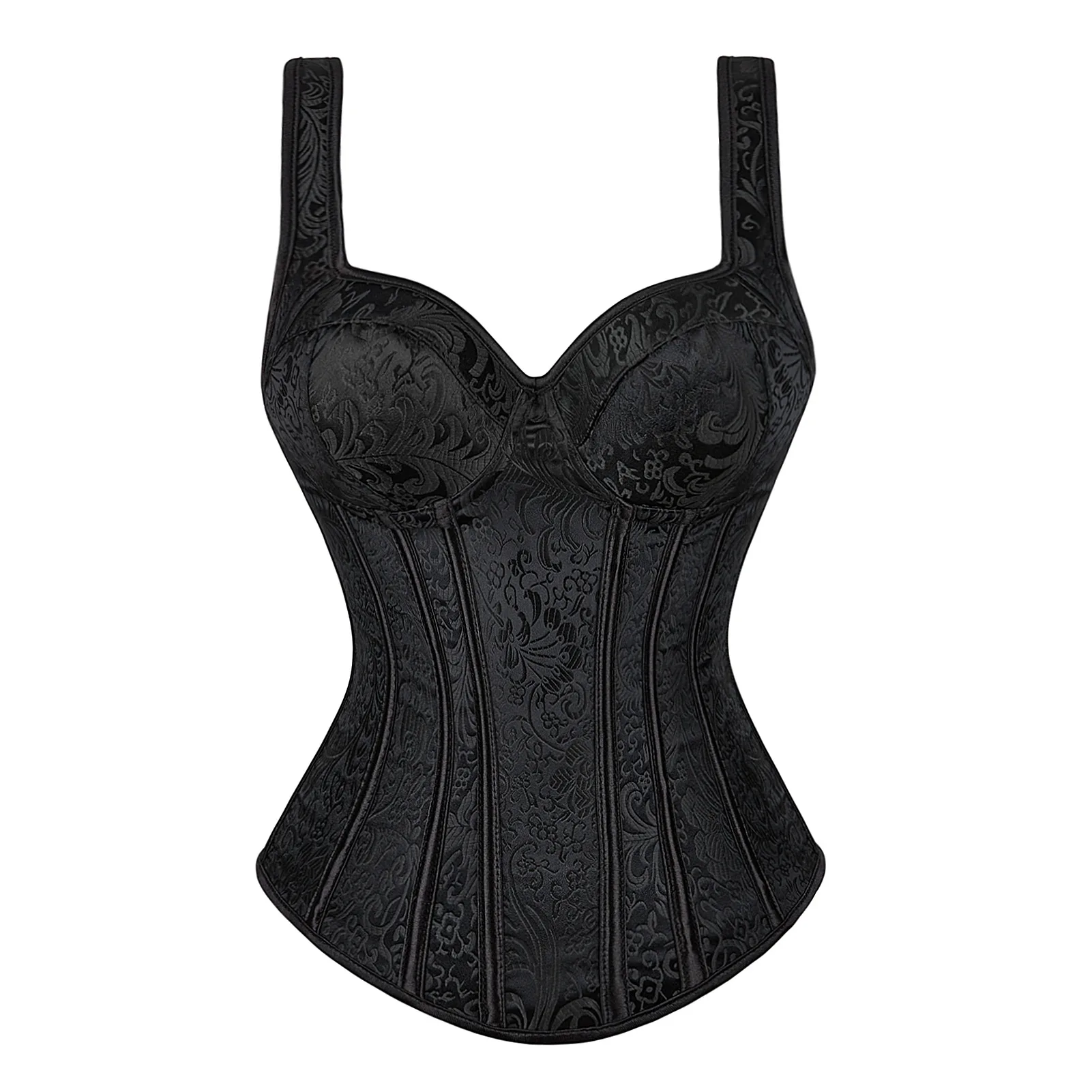 

Women's Overbust Bodice Plus Size Jacquard Corset Zipper Top Gothic Bustier Clubwear Bodyshaper Lace-Up Vintage Push Up Corselet