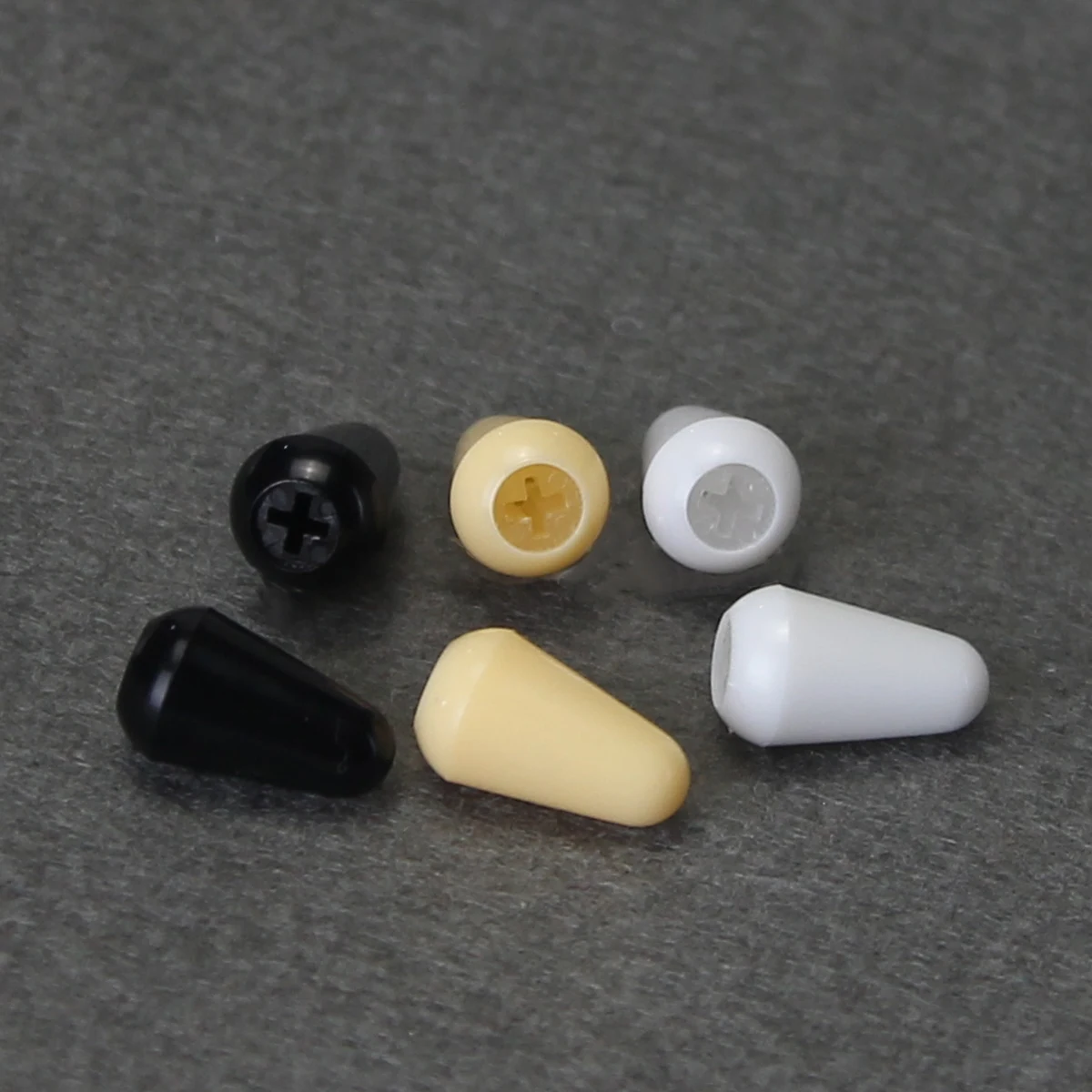 FLEOR 6pcs Plastic 5 Way Switch Tips Knob Button Cap Guitar Pickup Selector Switch Tips Guitar Parts ,Black / White /Yellow