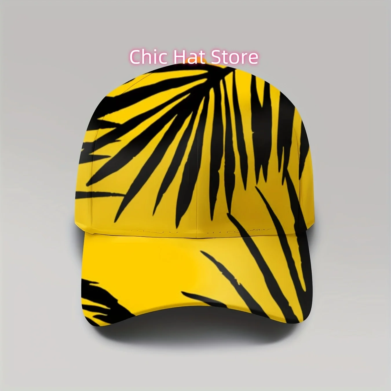 1pc of a Baseball Cap Featuring a Tropical Palm Design with Striking Black And Yellow Leaves, Suitable for Anyone, Perfect for C