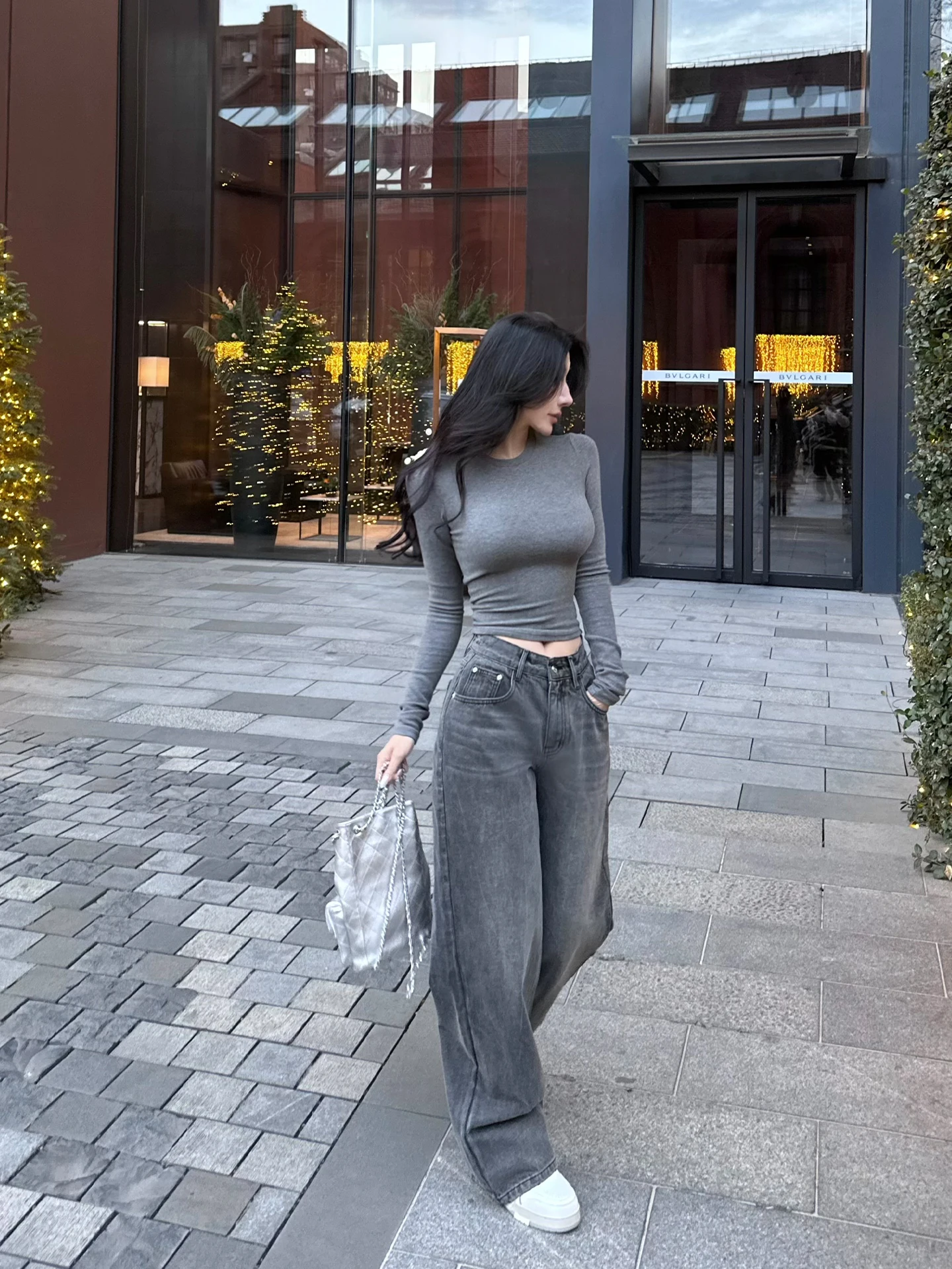 

Джинсы прямого кроя для женщин с высокой талией, облегающие, свободные, с широкими штанинами, удлиняющие ноги, повседневные, универсальные, длинные брюки