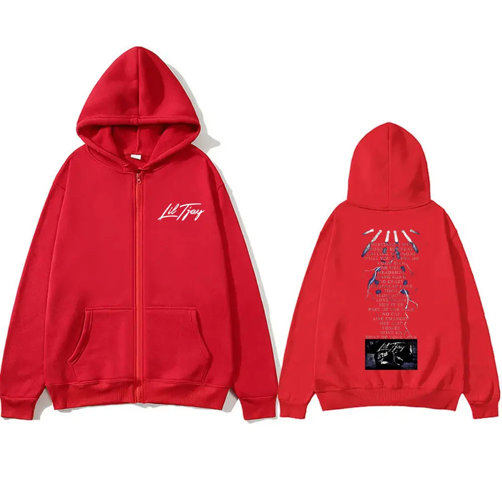 Rapper Lil Tjay Destined 2 Win Graphic Zipper Hoodie Men Hip Hop Fashion Casual Zip Up Jacket Male Vintage Oversized Streetwear